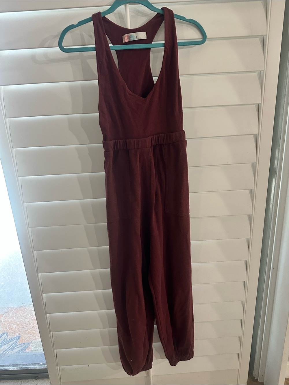 Free People Maroon Sleeveless Jumpsuit